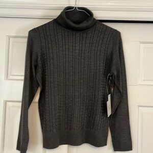 Allison + Zoe Women’s Size Medium Gray Cable Knit Turtleneck Sweater